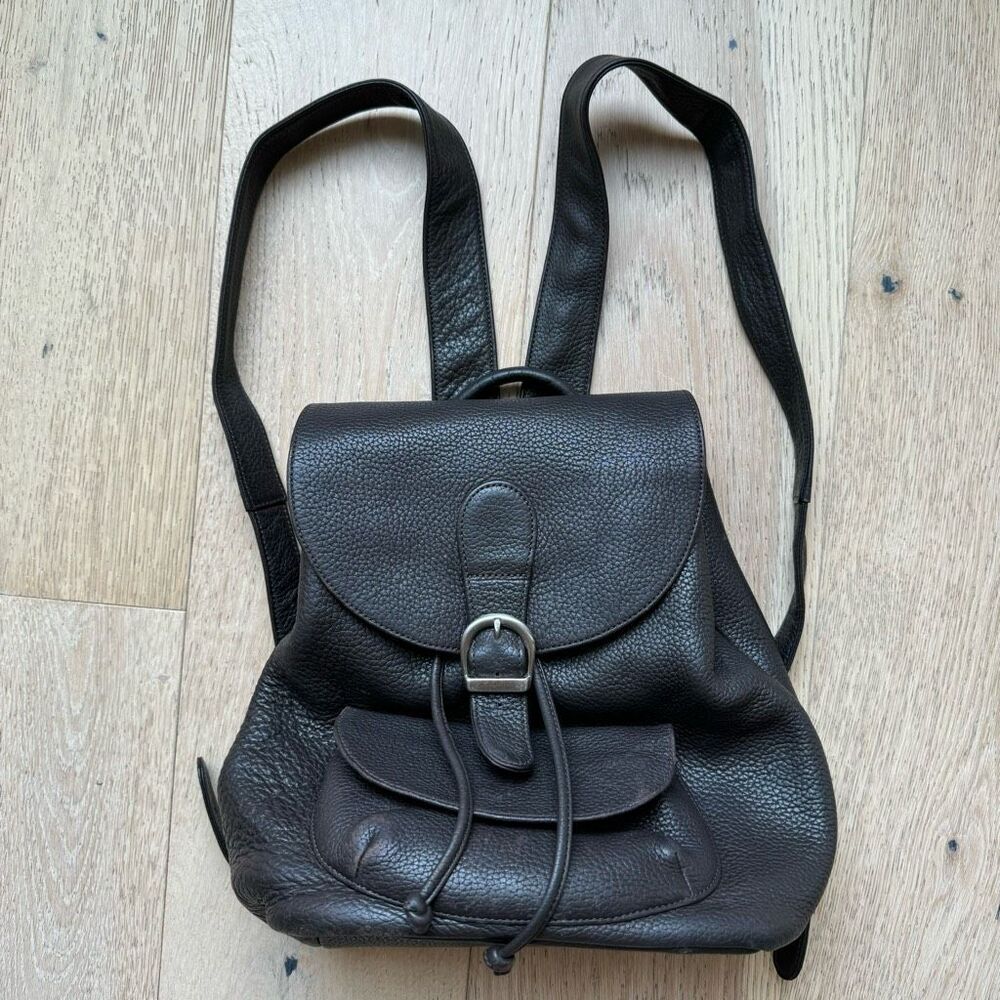 Vintage Eddie Bauer Brown Leather Rucksack Backpack